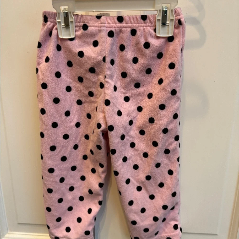 NWOT Carter’s 2T Girls Pink & Black Polka Dot Fleece Pajama Pants